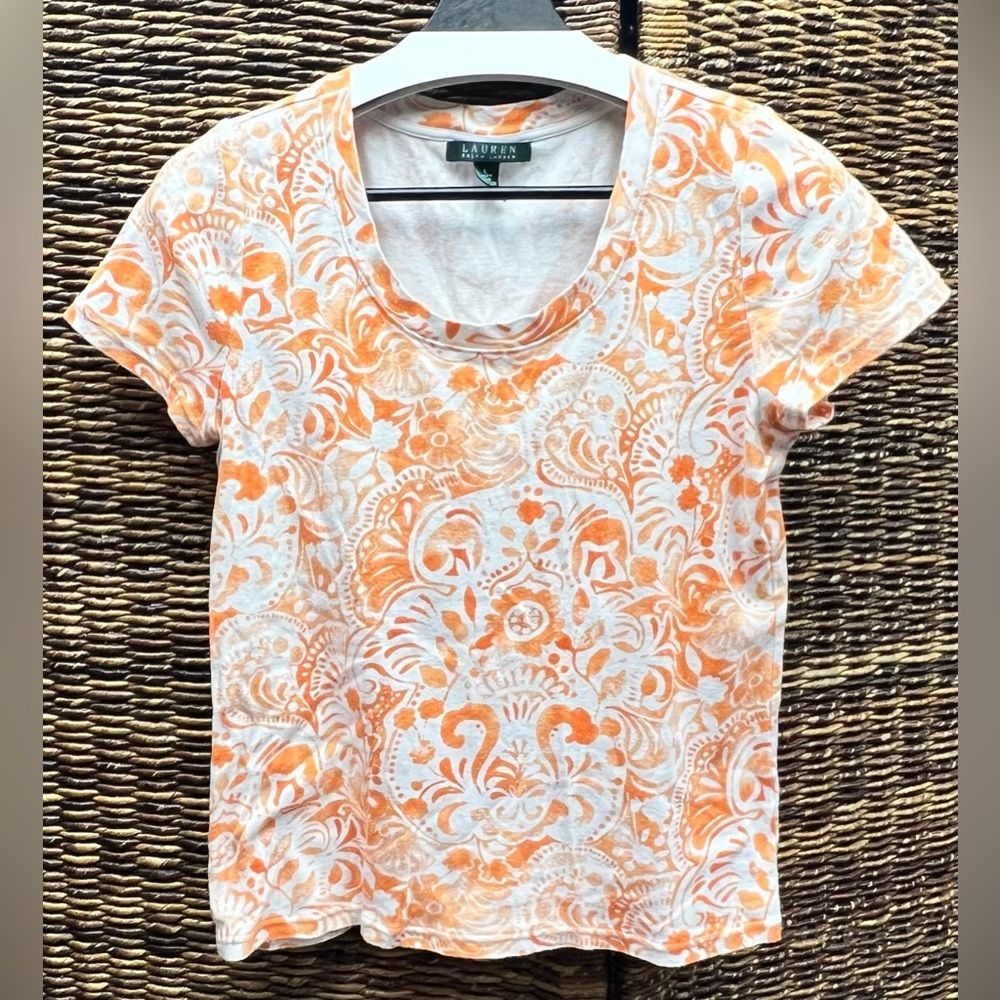 Lauren‎ Ralph Lauren Orange Floral Shirt- Size: Large